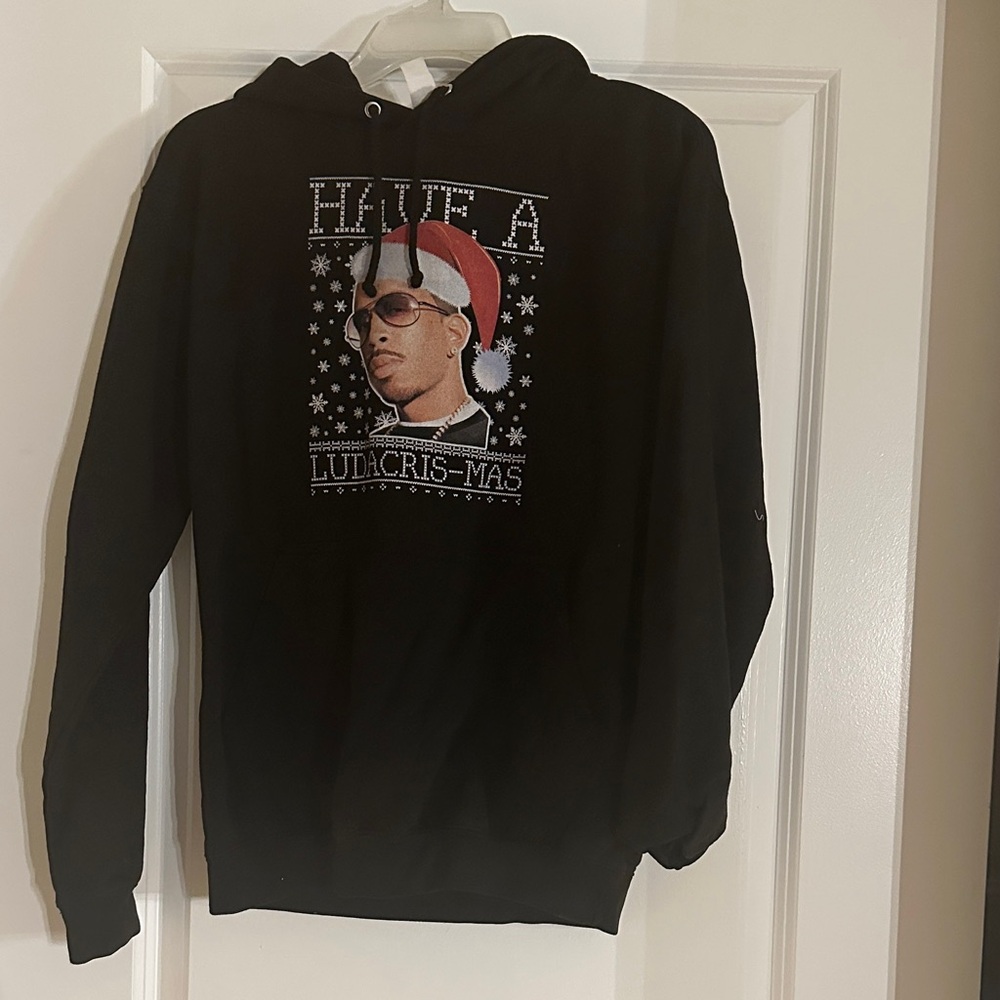 Black Hoodie with Ludacris-Mas Design - Small Like New
